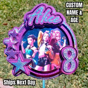 Custom KPOP Demon Hunter Cake Topper 3D Layer Huntrix Character Birthday Party